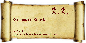 Kelemen Kende névjegykártya